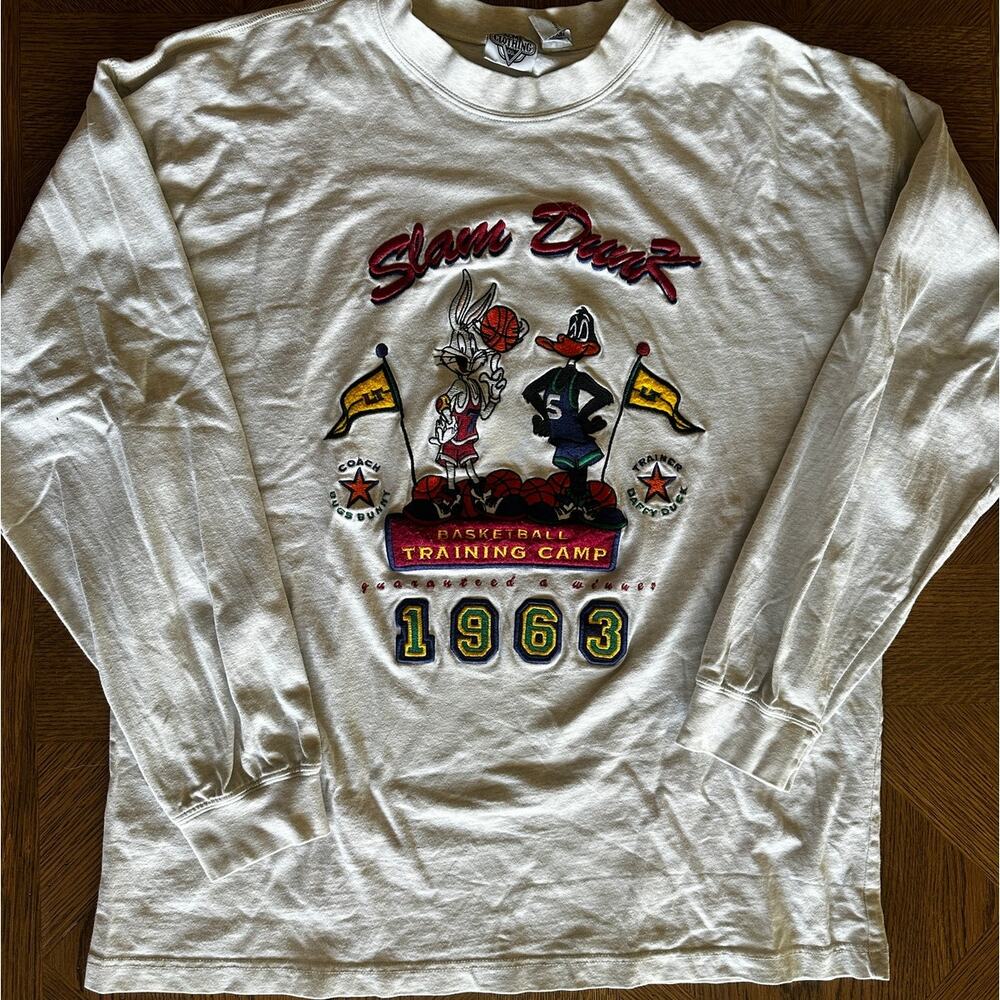 Vintage 90s Looney Tunes Acme Clothing Co Long Sleeve Shirt L Embroidered